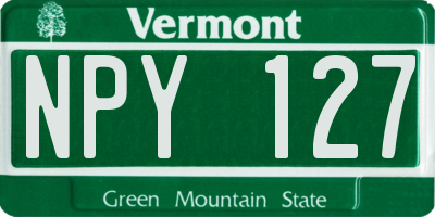 VT license plate NPY127