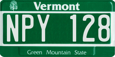 VT license plate NPY128