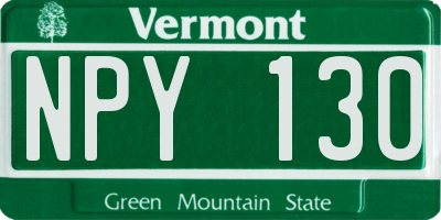 VT license plate NPY130