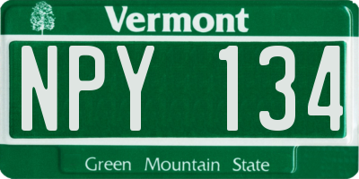 VT license plate NPY134