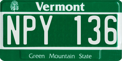 VT license plate NPY136