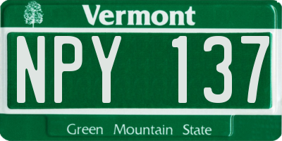 VT license plate NPY137