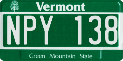 VT license plate NPY138