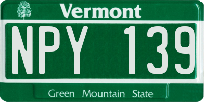 VT license plate NPY139