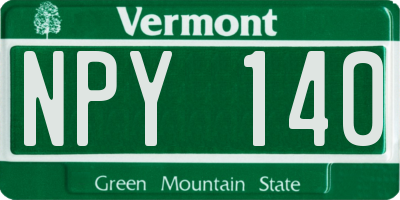 VT license plate NPY140