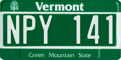 VT license plate NPY141