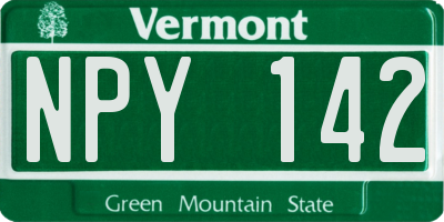 VT license plate NPY142