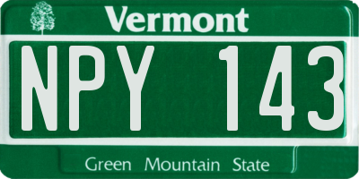 VT license plate NPY143