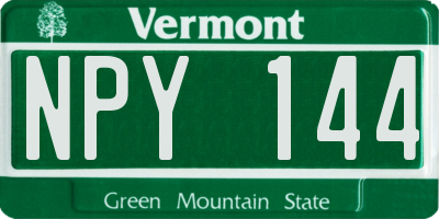 VT license plate NPY144