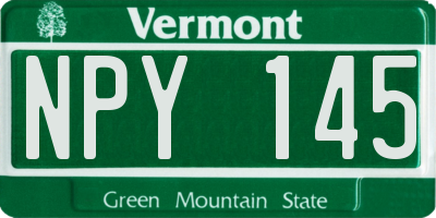 VT license plate NPY145