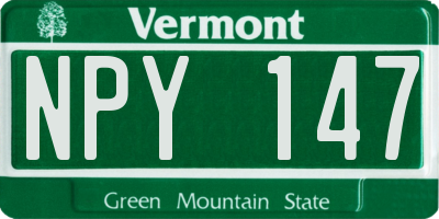 VT license plate NPY147