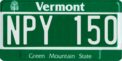 VT license plate NPY150