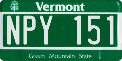 VT license plate NPY151