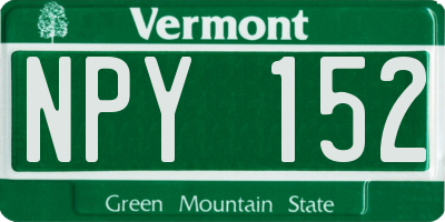 VT license plate NPY152