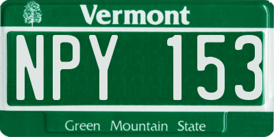 VT license plate NPY153
