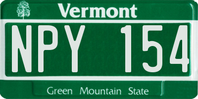 VT license plate NPY154