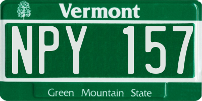 VT license plate NPY157