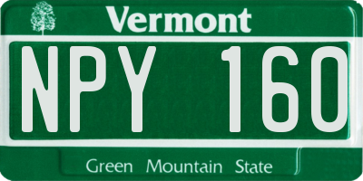 VT license plate NPY160