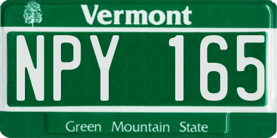 VT license plate NPY165
