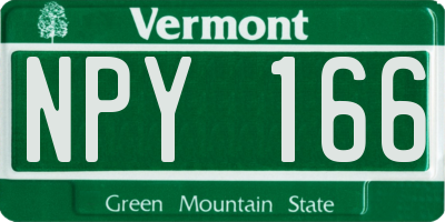 VT license plate NPY166