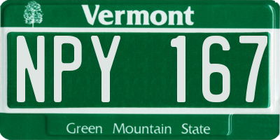 VT license plate NPY167