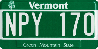 VT license plate NPY170