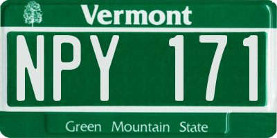 VT license plate NPY171