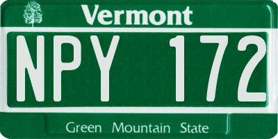 VT license plate NPY172