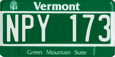 VT license plate NPY173
