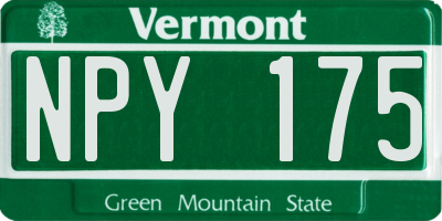 VT license plate NPY175