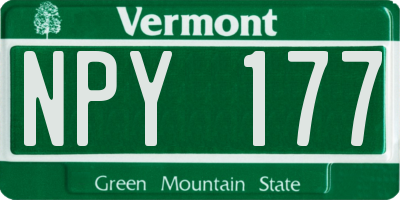 VT license plate NPY177