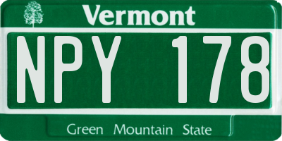 VT license plate NPY178
