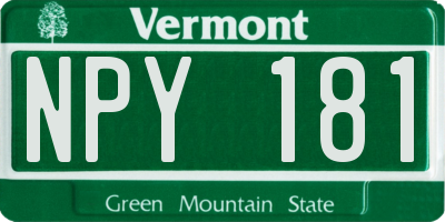 VT license plate NPY181