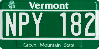 VT license plate NPY182