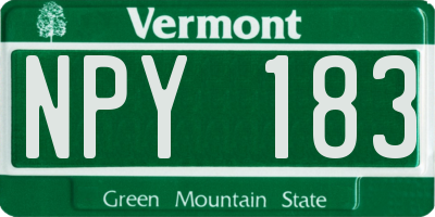VT license plate NPY183