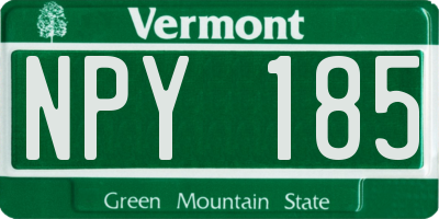 VT license plate NPY185