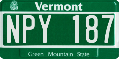 VT license plate NPY187
