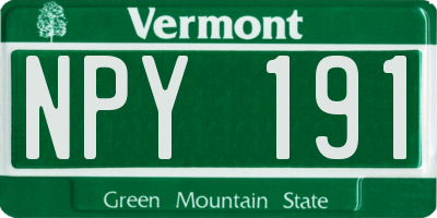 VT license plate NPY191