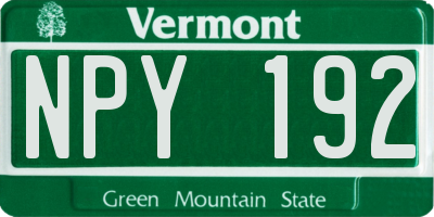 VT license plate NPY192