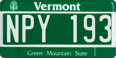 VT license plate NPY193