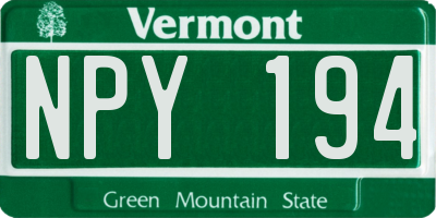 VT license plate NPY194