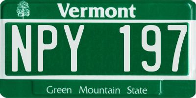 VT license plate NPY197