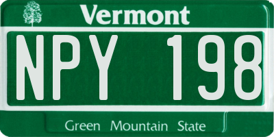VT license plate NPY198