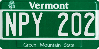 VT license plate NPY202