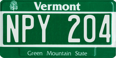 VT license plate NPY204