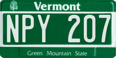 VT license plate NPY207