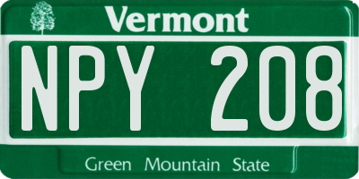 VT license plate NPY208