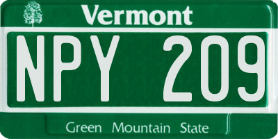 VT license plate NPY209
