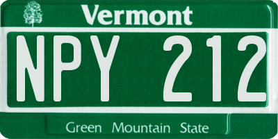 VT license plate NPY212