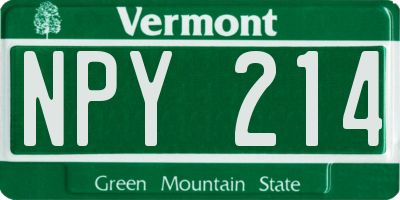 VT license plate NPY214